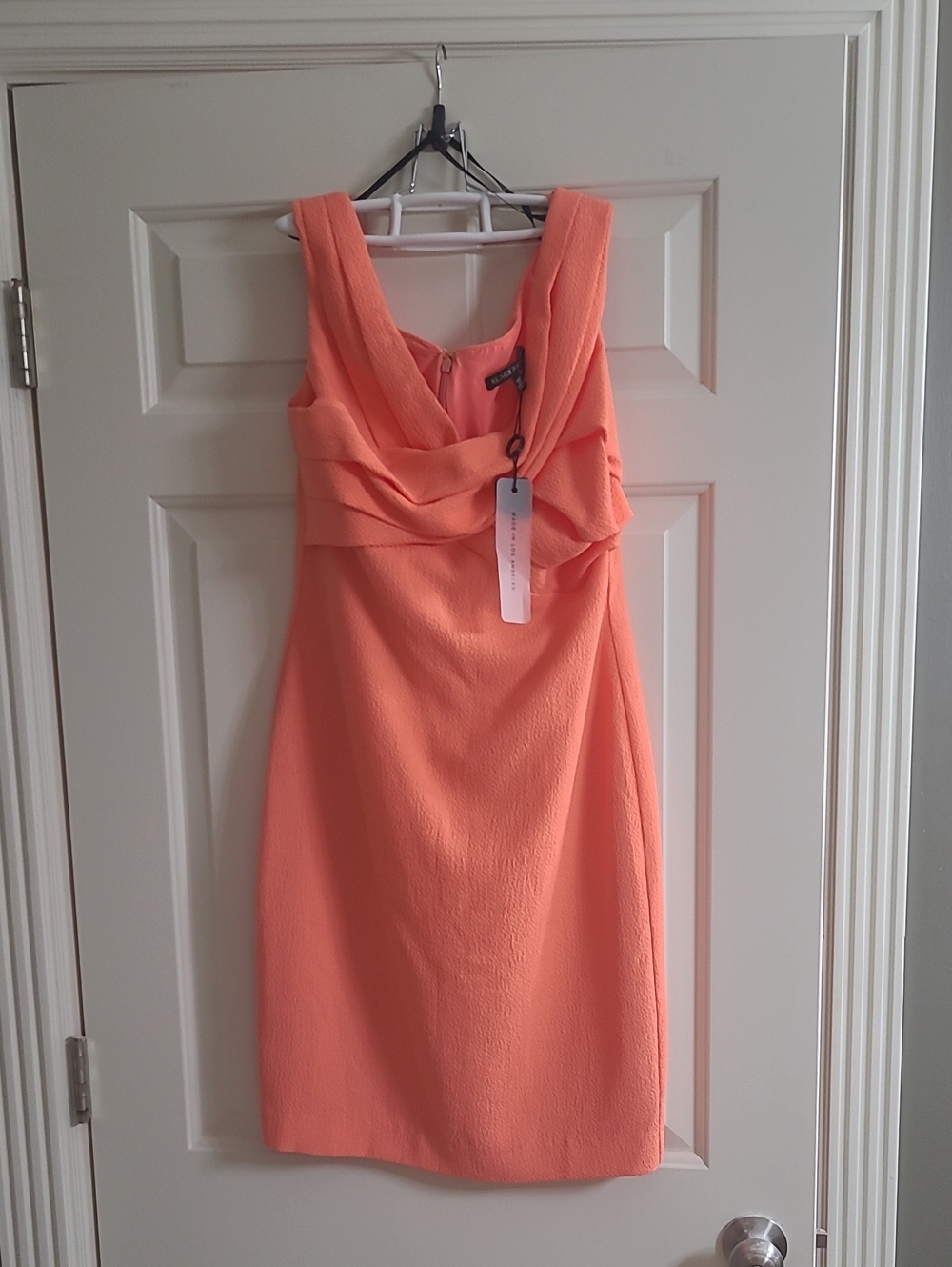 Black Halo Coral Sleeveless Midi Dress with Draped Detail